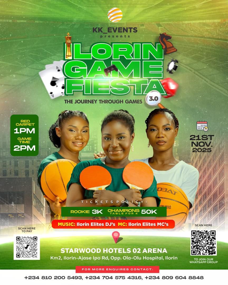 InsideIlorin_NG's tweet image. Get ready, #ILORIN!

Battle it out in table tennis, recreational games and more for rookie and champion glory!

Groove to Ilorin Elites DJs and MCs in this epic gaming fiesta with friends.

Ticket Policy: Rookie 3K, Champions 50K, Table for 4 (Elites) 50K 

Don’t miss this