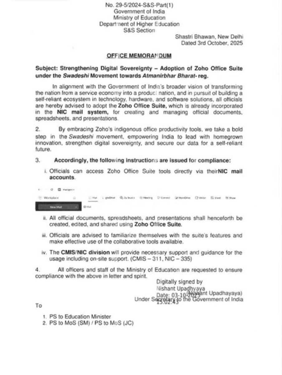 Government is finally waking up, thanks to #zoho #digitalindia
We should have never allowed #whatsapp #google #microsoft etc and then like china we would be having Baidu, weichat, Alibaba, Tencent etc. we killed #hike which was better than WhatsApp.
Time for companies like #Zoho