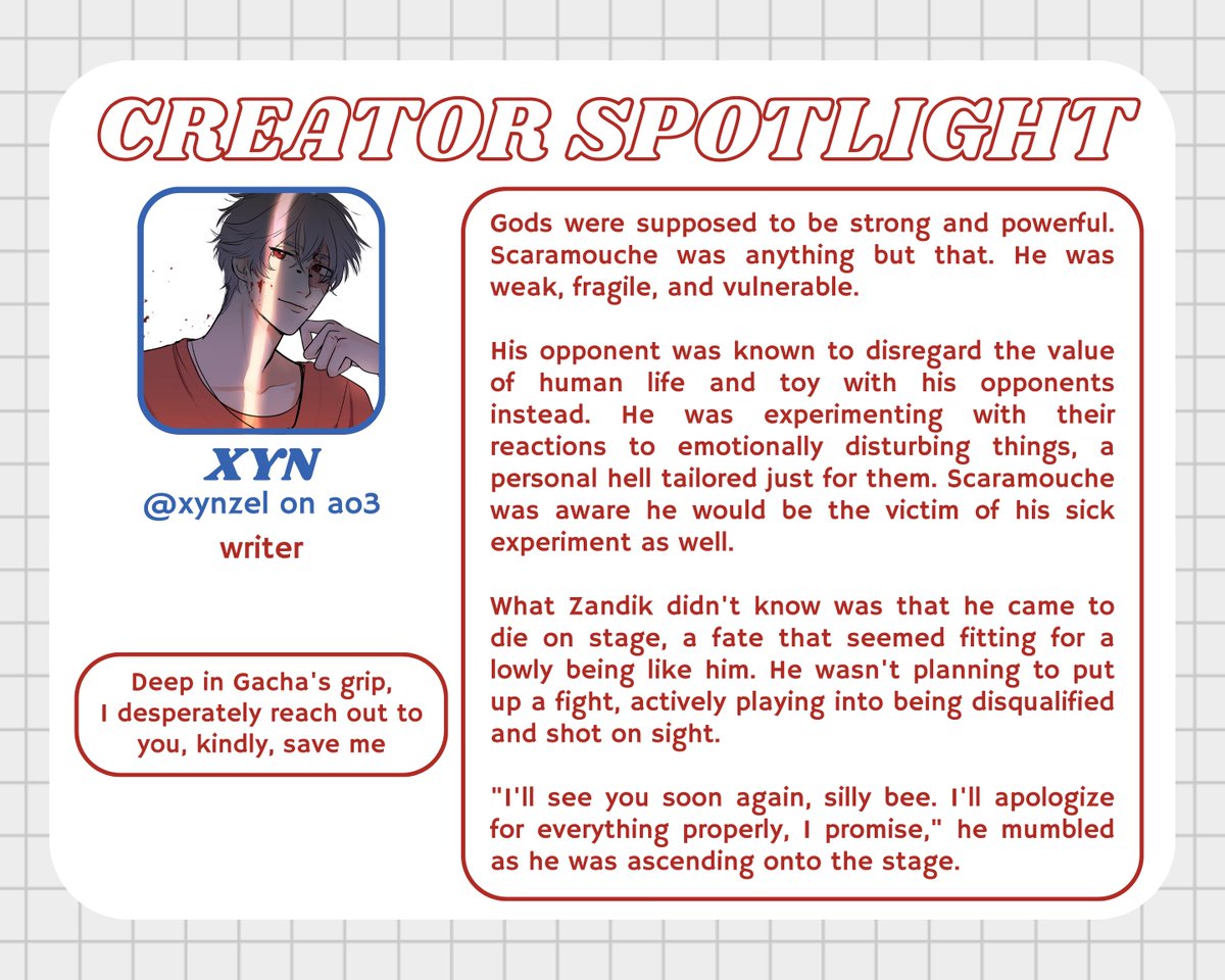 PhaideiForGaza's tweet image. PHAIDEI GOTCHA FOR GAZA: Creator Spotlight
 ⤷ Xyn

Just got off the teleslate with Aglaea and I don&apos;t think the Chrysos Heirs will be enough to pull @xynzel out of gacha hell... Join the initiative to help him out!

Submit a prompt here! ⇒ tinyurl.com/PHDg4gDonate