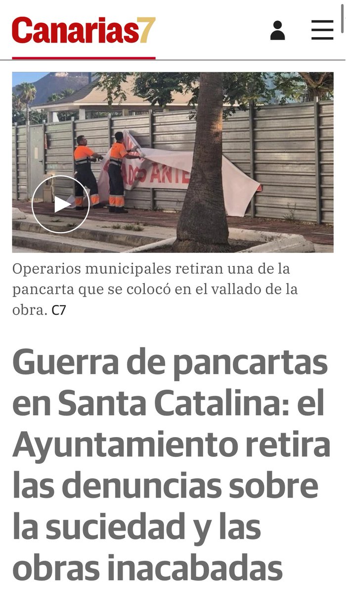 Darias y su equipo no conocen la vergüenza. 

Para limpiar las calles no hay personal, pero para quitar las pancartas que les cantan las verdades del barquero lo buscan de debajo de las piedras. 

Les queda menos al frente de #LPGC.