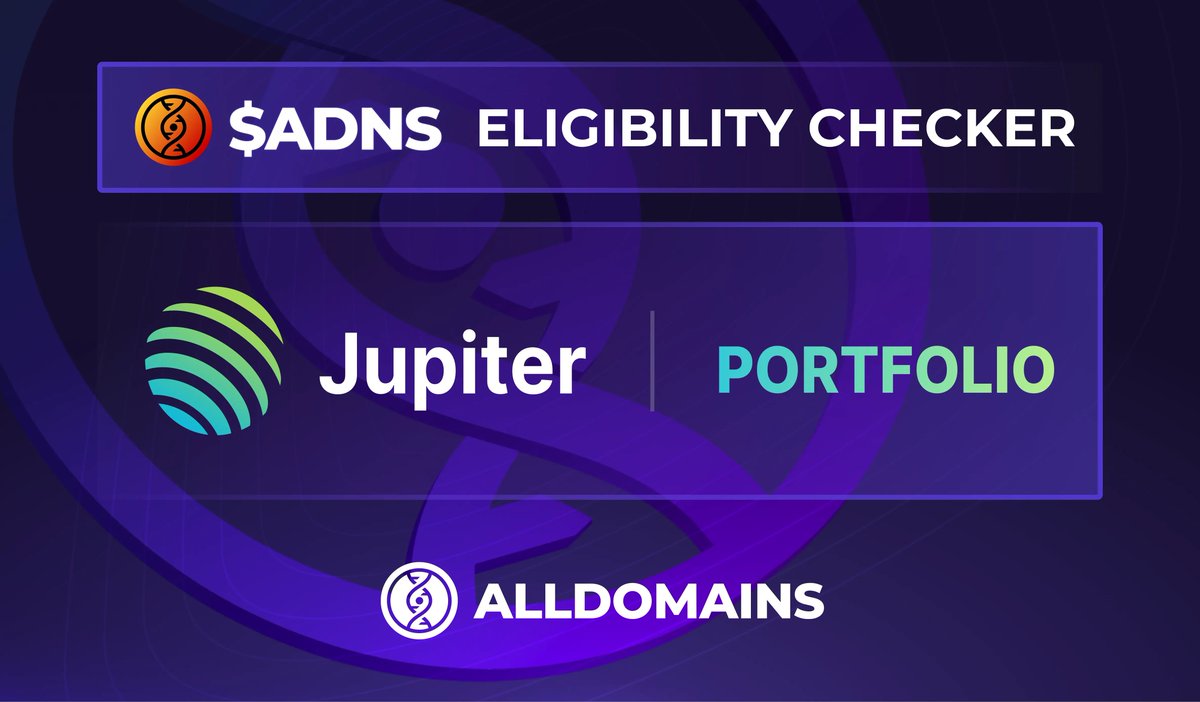 AllDomains 🧬 (@alldomains_) on Twitter photo You can now check your $ADNS eligibility now on <a href="/jup_portfolio/">Jupiter Portfolio</a>
The @jupiterexchange portfolio. Track, Scan & manage every asset, every DeFi position, on every wallet.
jup.ag/portfolio/aird… You can now check your $ADNS eligibility now on <a href="/jup_portfolio/">Jupiter Portfolio</a>
The @jupiterexchange portfolio. Track, Scan & manage every asset, every DeFi position, on every wallet.
jup.ag/portfolio/aird…