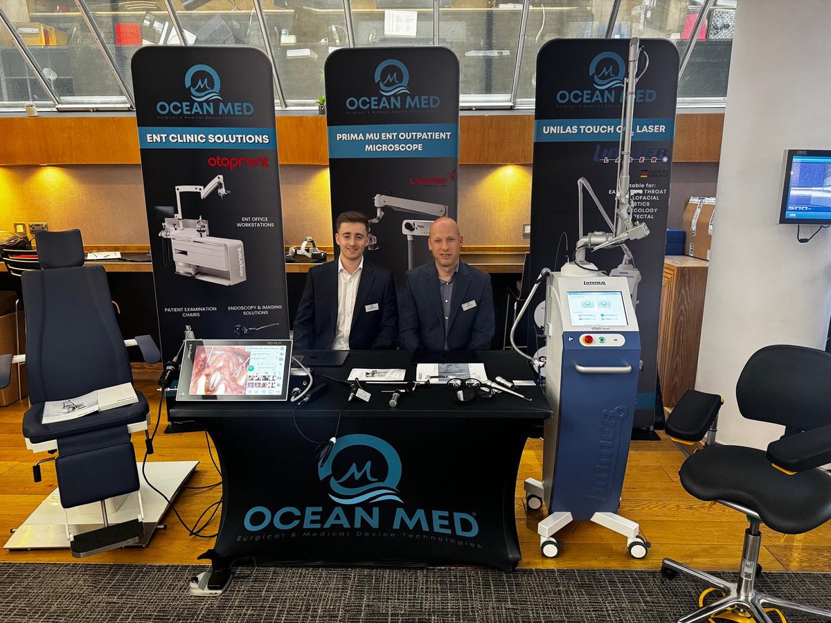 OceanMedUK's tweet photo. @OceanMedUK joins the BLA Conference 2025 @Laryngology at @RoySocMed presenting the UNILAS Touch CO2 Laser &amp; @otopront ENT systems. Excited to support advances in voice, airway &amp; swallowing disorders. #ENT #laryngology #BLAConference2025 https://t.co/u6iy60X8F7