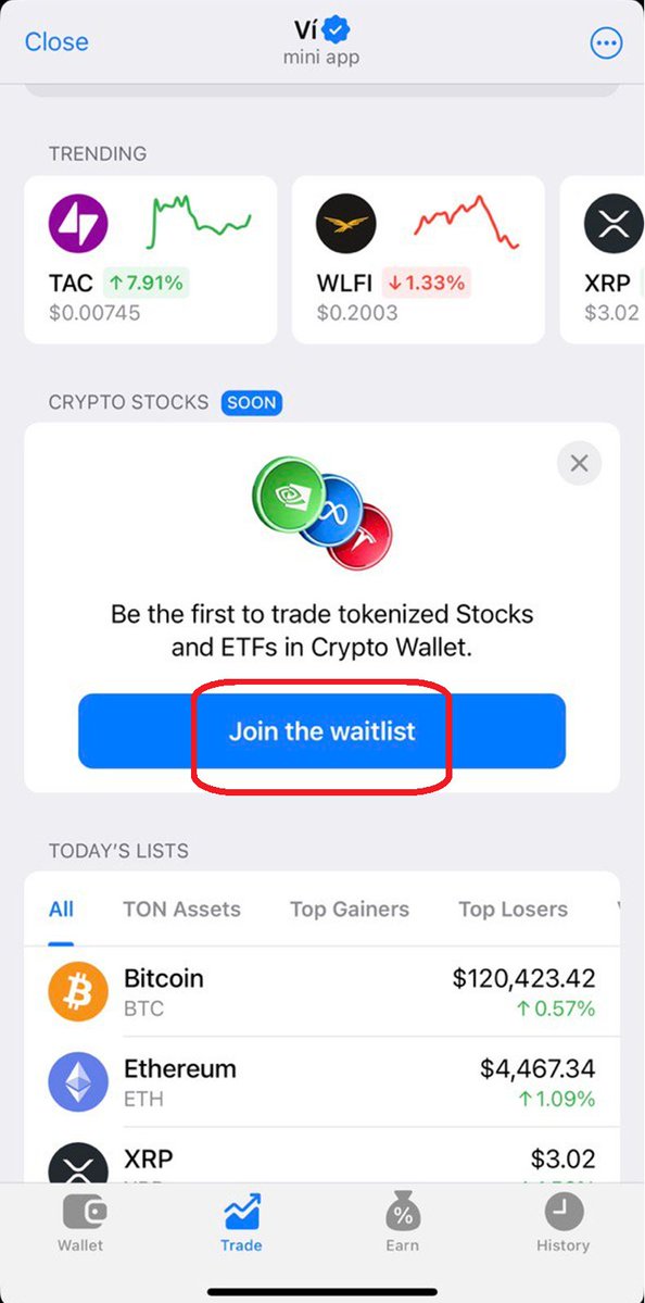 🔜 U.S. Stocks &amp; ETFs are coming right into Wallet on TG | <a href="/wallet_tg/">Wallet in Telegram</a> !

Now we can trade tokenized stocks from Apple, Tesla, Nvidia all the way to the S&amp;P 500, even in small fractional shares.

🌀 What really caught my attention here:

🔸 24/7 trading, 5 days a week, with no