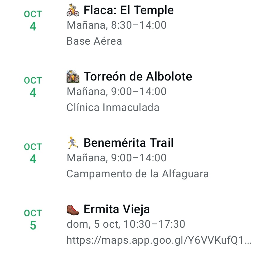 Hola a tod@s, 

Os dejamos las actividades propuestas para la este fin de semana.

¡Os esperamos!