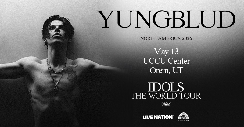 UCCUcenter's tweet photo. Just Announced: YUNGBLUD bringing IDOLS The World Tour to UCCU Center on May 13!

Join the PRESALE at https://t.co/ISMIUaxyYq
Tickets on sale to general public Oct 8 @ 10 am. https://t.co/aSs6ePNgHD