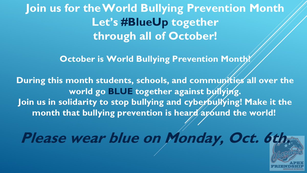 AFMSStudentServ's tweet image. Don't forget to wear blue on Monday! 👕
