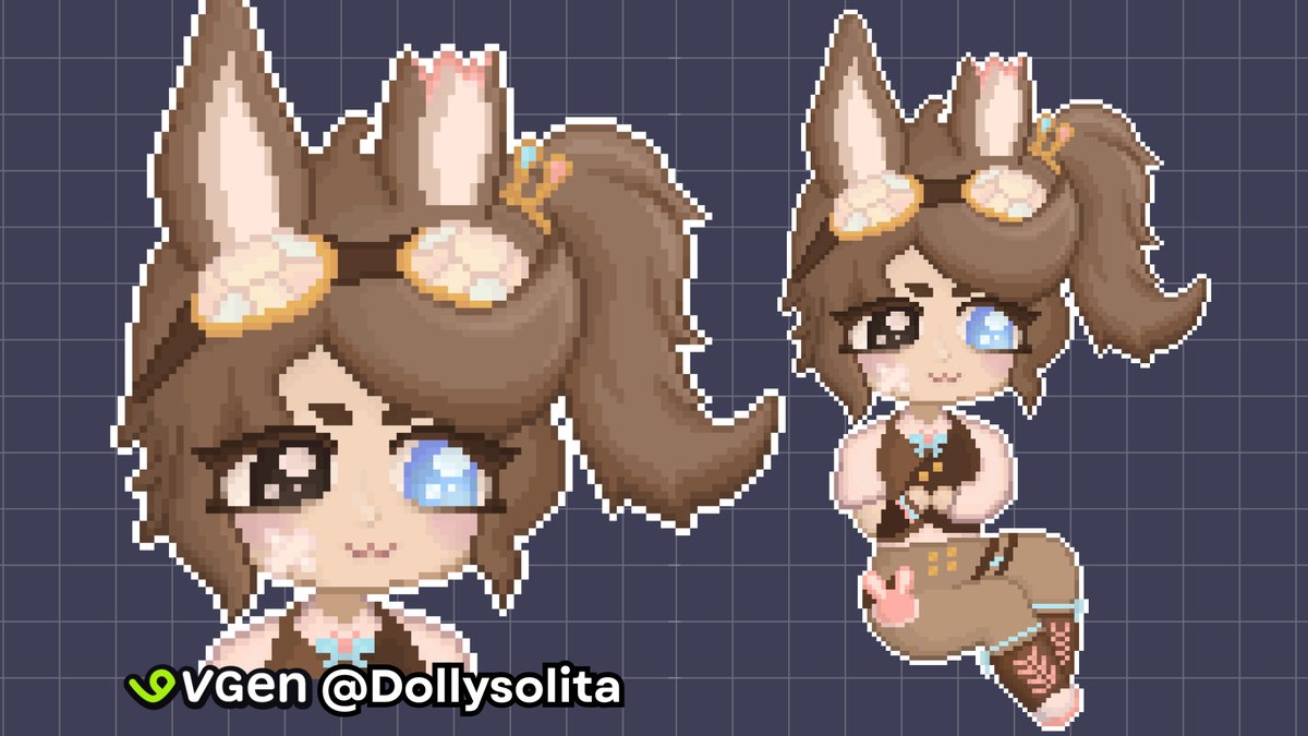 Finally finished!!! fullbody Chibi illustration comm for
<a href="/theleliaverity/">LeliaV 🐰🕰️ VAstroVox</a> its so nice seeing myself improve each comm 😋 get yours on my #VGenComm page #pixelart