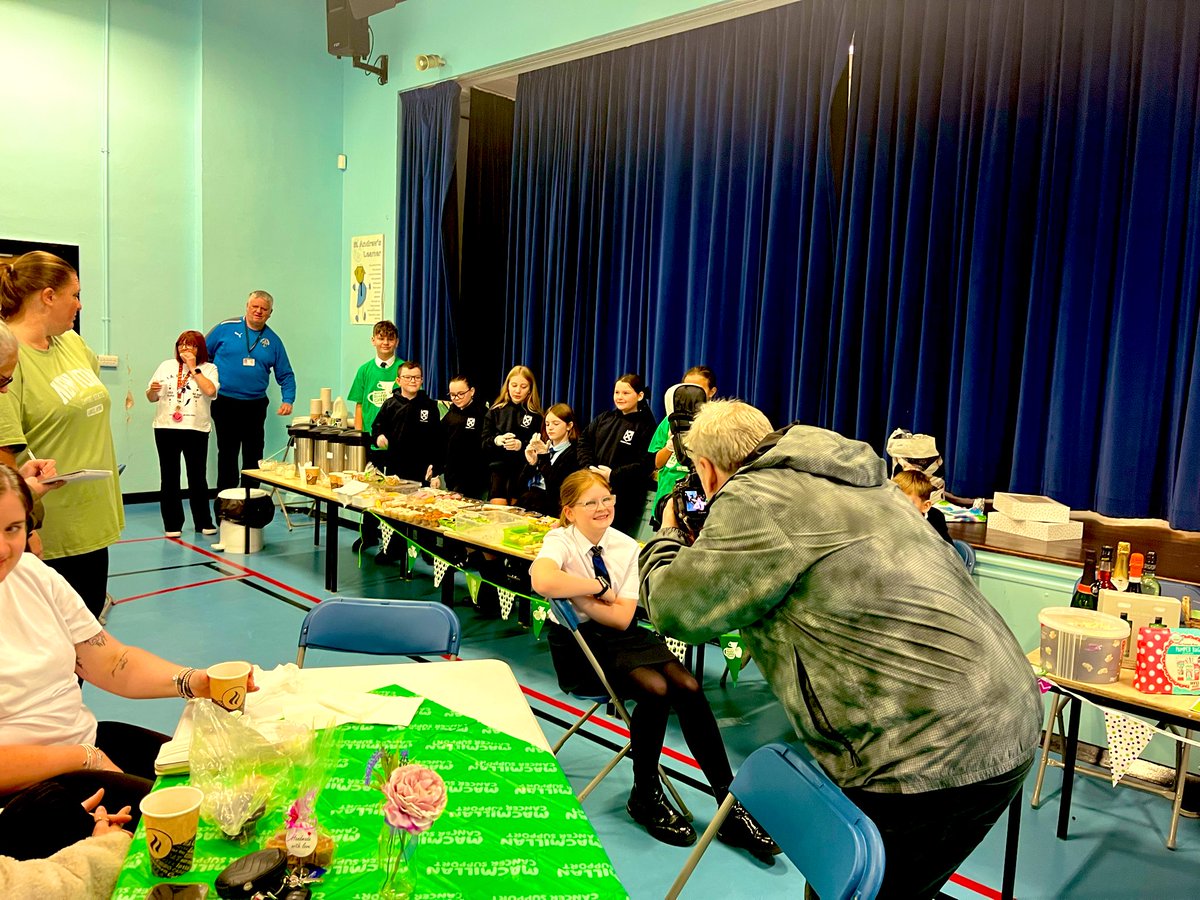P7 raised a lot of money for <a href="/macmillancancer/">Macmillan Cancer Support</a> this morning at their Coffee morning. Thanks to all our families for coming along and for donations of delicious cakes 🍰and raffle prizes!  <a href="/MissFlemingStA/">P7 with Miss Fleming</a>