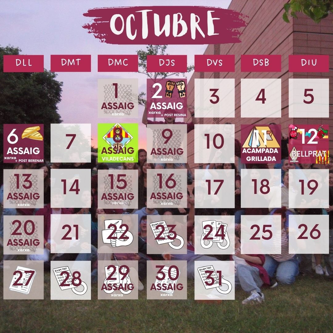 Calendari d’octubre🌼 pinta massa bé el mes!!