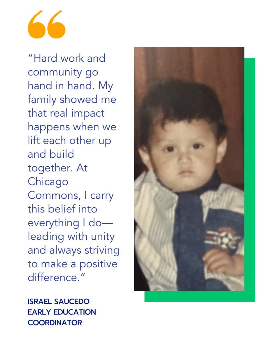 ChicagoCommons's tweet image. Thank you, Israel, for sharing your story and helping us honor heritage and hard work during #HispanicHeritageMonth. Let’s celebrate the voices and values that make our community strong—this month and every month!

#ChicagoCommons #ThrivingAcrossGenerations