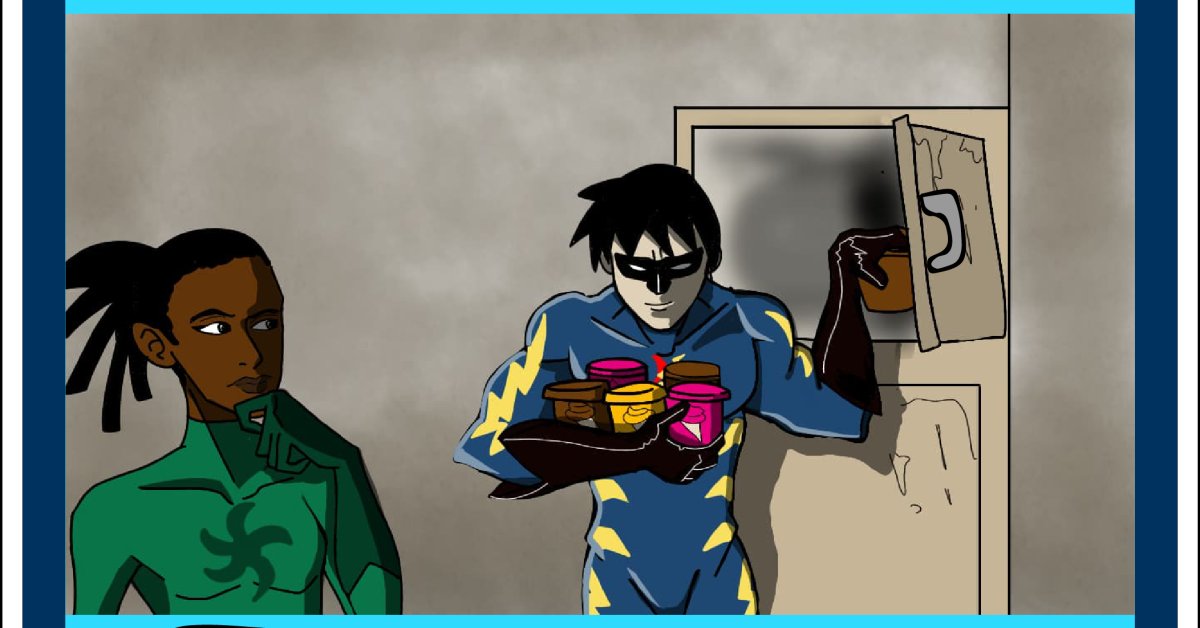 petr3pan's tweet photo. Another day, another #weneeddiversebooks superhero comic about the comics character who shoots his author. Hit random or start on a new issue here! Here: https://t.co/aFkm7alT8G #iamcomics https://t.co/Wy3zgJRJyh