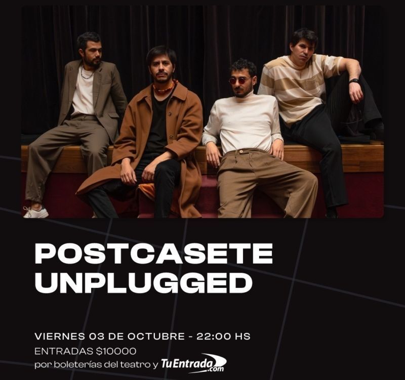 🎼 Viernes 3 de octubre ▪ 22:00 ▪ #Música ▪ Postcasete Unplugged ▪ Teatro del Bicentenario
🎟️ Entrada genenral $10000
🛒 Adquirilas en tuentrada.com
➕ Info en sanjuancultural.com
#SanJuanCultural #SanJuanARG #AgendaSJ #CulturaSanJuan