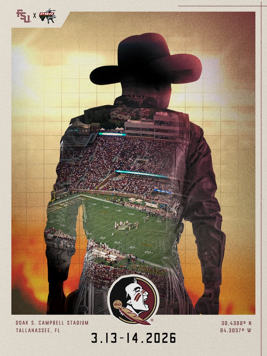 𝘽𝙄𝙂 𝘼𝙉𝙉𝙊𝙐𝙉𝘾𝙀𝙈𝙀𝙉𝙏: The world's top bull riders, the rankest bulls, and 5,500,000 pounds of dirt are heading to Doak Campbell Stadium at <a href="/FloridaState/">Florida State University</a>. 

More info 📰 >> bit.ly/46CUZGo