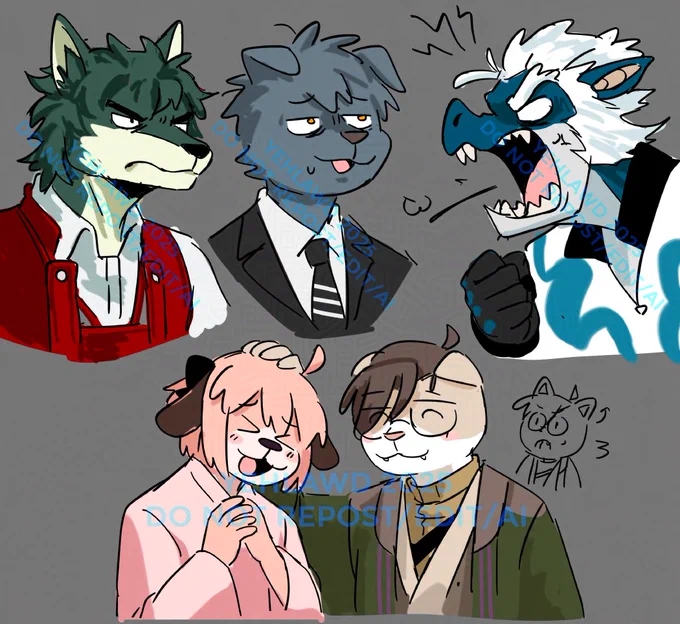 Someone left a question in my straw page 2 months ago and I wasnt able to answer until now. Here are my take on their fursona of each Shinsengumi servants (+NPC) #FGO #FateGO