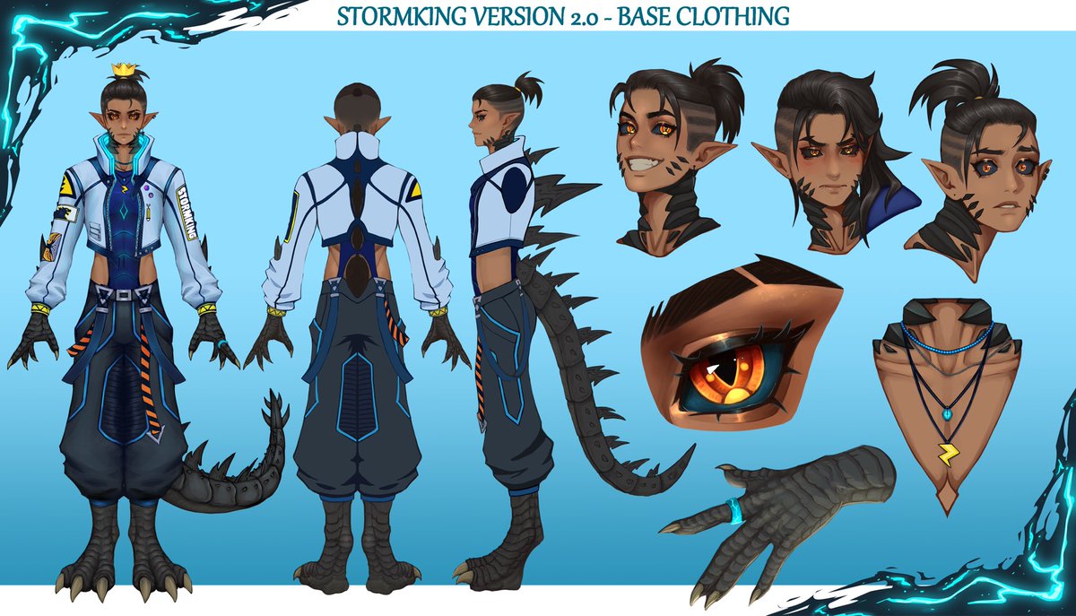 ⚡️What’s this? Looks like the kaiju evolved!👑
⚡️I present to you my (eventual) Category 2 Storm King design! An upgrade in every sense of the word👑
⚡️Let’s watch the rain together ;3c👑
⚡️🎨: my amazing friend <a href="/_kaijukrew_/">ceo of mothzilla (workin on comms)</a>  👑