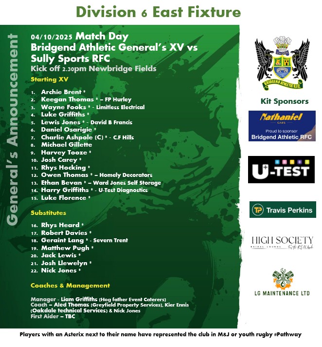 Tomorrow our 1st XV travel to <a href="/PenalltaRugby1/">Penallta RFC</a>  with our Generals XV hosting <a href="/sullysportsfc/">Sully Sports FC</a> at Newbridge fields. Both 2.30pm Kick offs.

Come support your teams #GreenAndGold