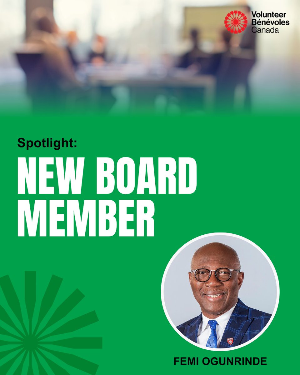 👋 Meet Dr. Femi Ogunrinde, newly appointed to Volunteer Canada’s Board of Directors!

He is an experienced executive, community advocate, and leader in international education, faith-based outreach, and governance.

Learn more here: ow.ly/MQz550X5nO2

#VolunteerCanada