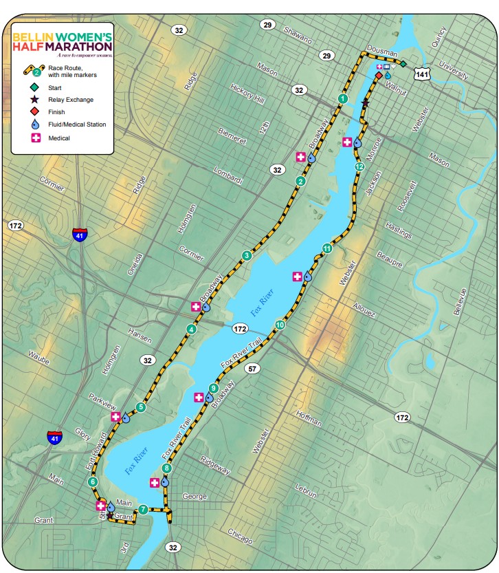 EVENT REMINDER: The Bellin Women's Half Marathon &amp; 5K is this Saturday, October 4, 2025. Both events begin at 8AM and will have a large pedestrian presence in downtown Green Bay throughout the entire morning! Please plan for alternate routes around the course map - if needed.