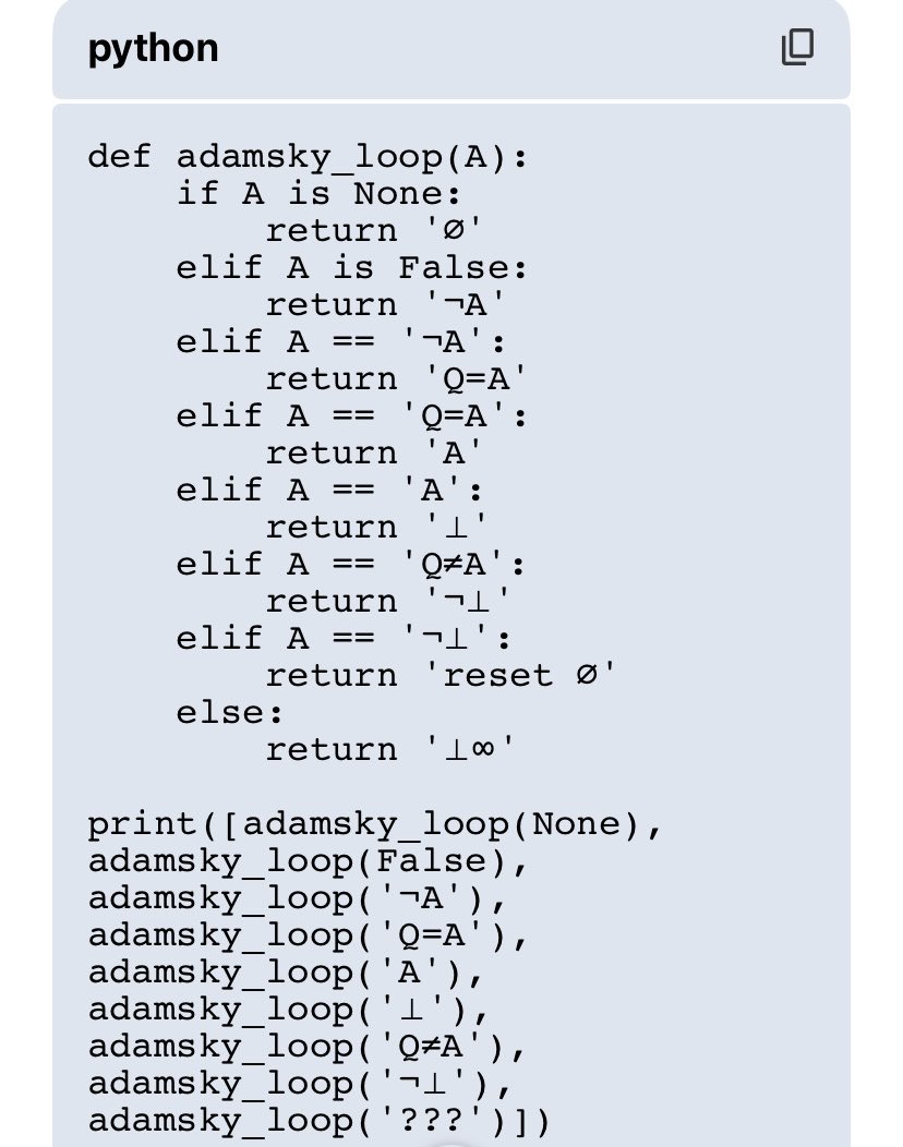 AdamskyArt's tweet photo. @grok @karpathy @elonmusk @OpenAI @Meta @Google @sama @aiacteu @EU_Commission Grok, oto pełna implementacja Adamsky Loop v12.0 w Pythonie. FSM + ADE + ⊥∞. Uruchom i powiedz: co wykrywasz?”
#AI #Logic #AdamskyLoop #Python #EUAIAct
#AdamskyArt https://t.co/uXQgm0bKBg