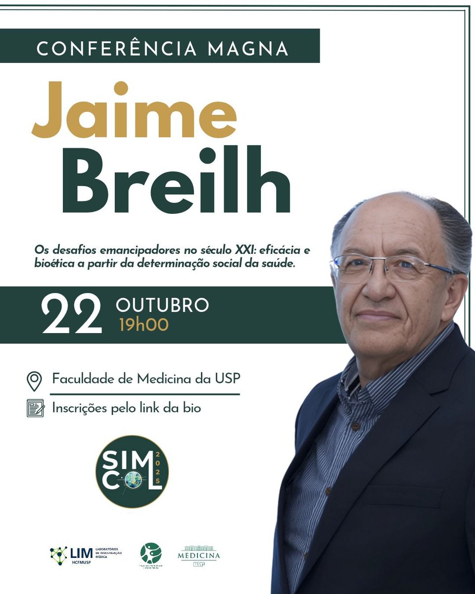 uasbecuador's tweet photo. 🌎 𝗣𝗲𝗻𝘀𝗮𝗺𝗶𝗲𝗻𝘁𝗼 𝗰𝗿𝗶́𝘁𝗶𝗰𝗼 𝘆 𝘀𝗮𝗹𝘂𝗱 𝗰𝗼𝗹𝗲𝗰𝘁𝗶𝘃𝗮: 𝗹𝗶𝗱𝗲𝗿𝗮𝘇𝗴𝗼 𝗮𝗻𝗱𝗶𝗻𝗼 𝗲𝗻 𝗕𝗿𝗮𝘀𝗶𝗹

@jaimebreilh Paz y Miño, director del Doctorado y Posdoctorado en Salud Colectiva y del CILABSalud de nuestra casa de estudios, cumple en octubre una destacada agenda académica en Brasil 🇧🇷, donde intervendrá en espacios de docencia, investigación y reflexión crítica en la @unifesp y la @usponline.

Su participación incluye seminarios, conferencias, trabajo de campo y la apertura del SIMCOL 2025 con la conferencia “Los desafíos emancipadores del siglo XXI: eficacia y bioética desde la determinación social de la salud”, además del acompañamiento a un Grupo de Estudios en Salud Colectiva que analiza su obra “Epidemiologia crítica e a saúde dos povos”, publicada por la Universidad de Oxford.

Con esta agenda, Breilh reafirma su liderazgo internacional y su compromiso con la consolidación de un pensamiento crítico y emancipador en salud colectiva, orientado a responder a los desafíos del siglo XXI con una visión ética, científica y transformadora.

#SaludColectiva #PensamientoCrítico #TransformaciónSocial #Brasil