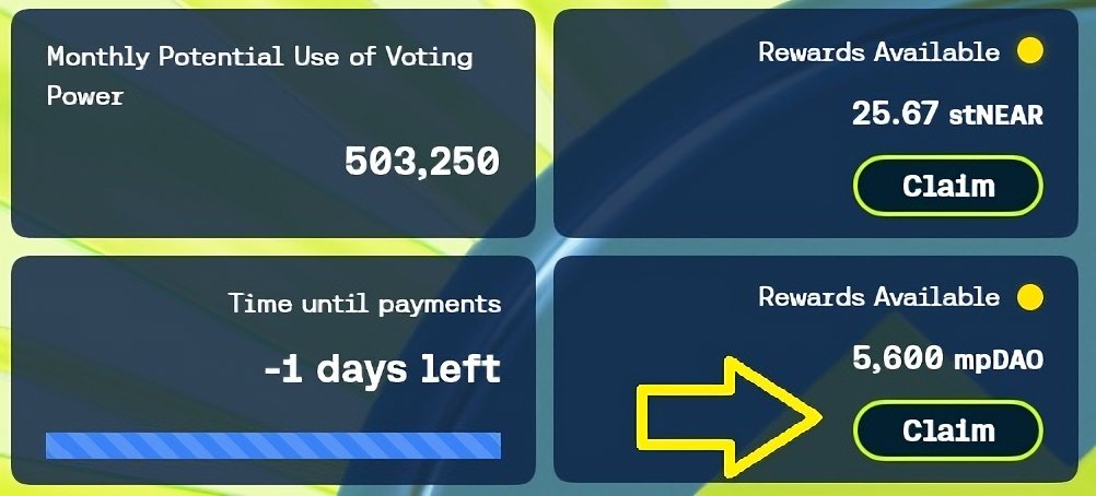 As always, you’ll find your mpDAO rewards right below the usual "Rewards Available" card.

This new button is for claiming your mpDAO allocation. It’s not an extra reward — it’s part of your regular rewards, now partially issued in mpDAO as outlined in mpIP-18.