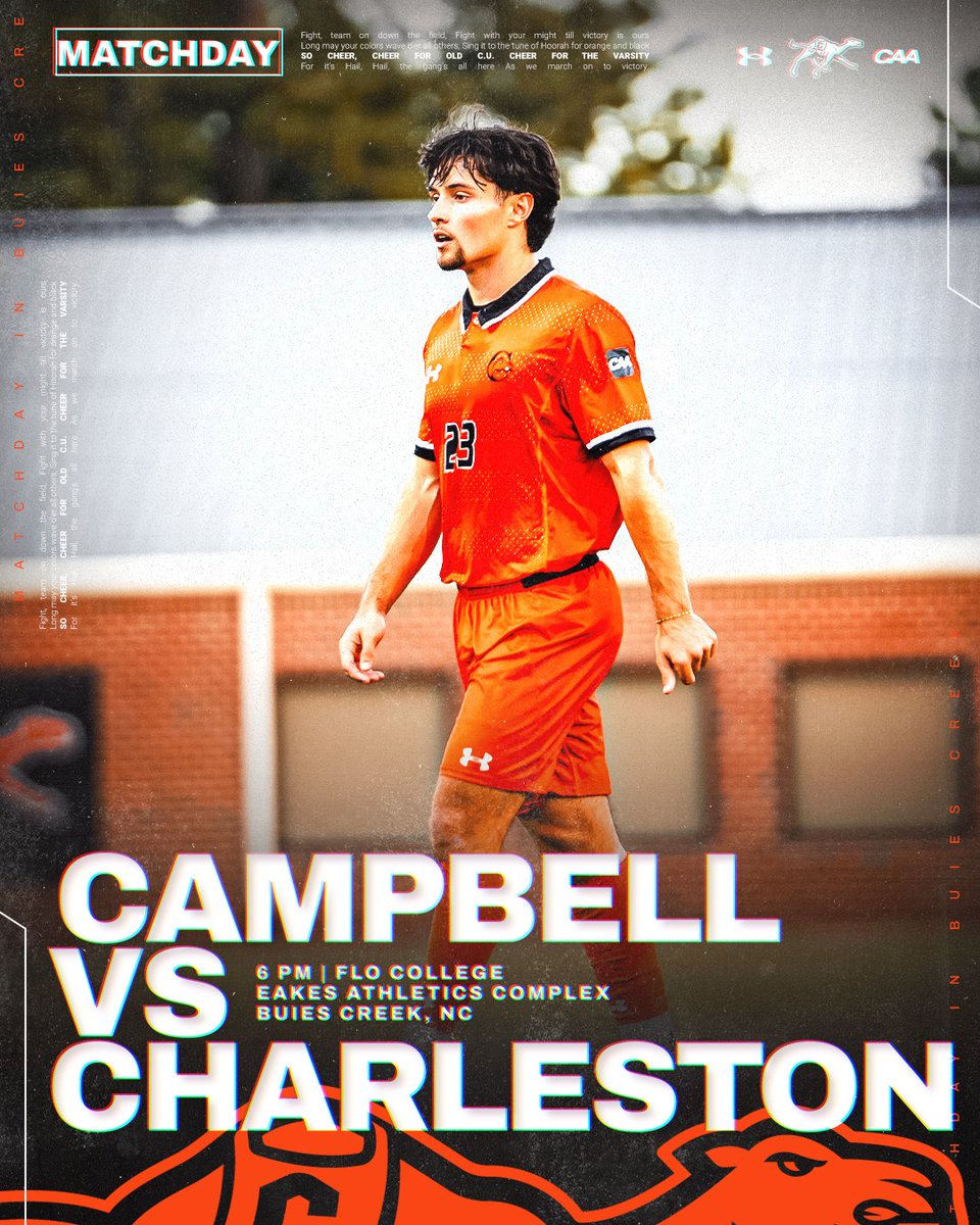 Campbell Menβs Soccer (@gocamelsmsoc) on Twitter photo πππππ‘ πππ² π’π§ ππ‘π ππ«πππ€ βΌοΈ
π | Charleston
π | 6:00
ποΈ | Eakes Athletics Complex
πΊ | <a href="/FloFC_/">FloCollege | Soccer</a> 
π | Alumni Day
ποΈ | Free Admission
#RollHumps πͺβ½οΈ πππππ‘ πππ² π’π§ ππ‘π ππ«πππ€ βΌοΈ
π | Charleston
π | 6:00
ποΈ | Eakes Athletics Complex
πΊ | <a href="/FloFC_/">FloCollege | Soccer</a> 
π | Alumni Day
ποΈ | Free Admission
#RollHumps πͺβ½οΈ