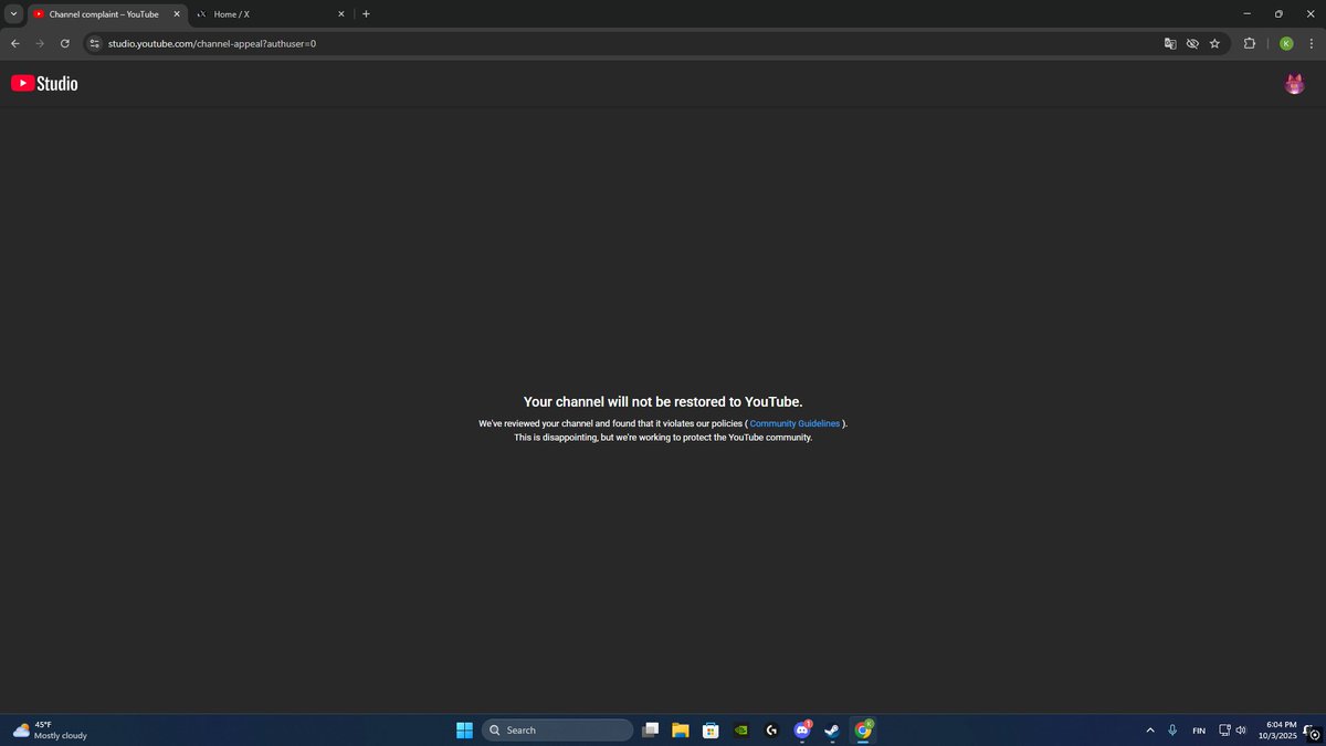 Hello <a href="/YouTubeCreators/">YouTube Creators</a> <a href="/YouTube/">YouTube</a> again, i appealed and you guys didnt unban my account and also didnt provide me a reason why i were banned. This ban is 100% false and i want to get help.
