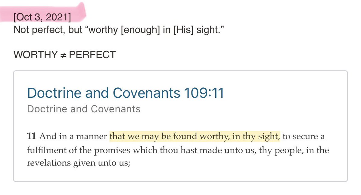 MyGospLib_Notes's tweet image. I'm grateful for the concept of "personal revelation" all the time, especially when the spirit laser focuses me on just two verses for over 30 minutes.
Today it was D&C 109:10–11 (with appreciation for past-written notes).