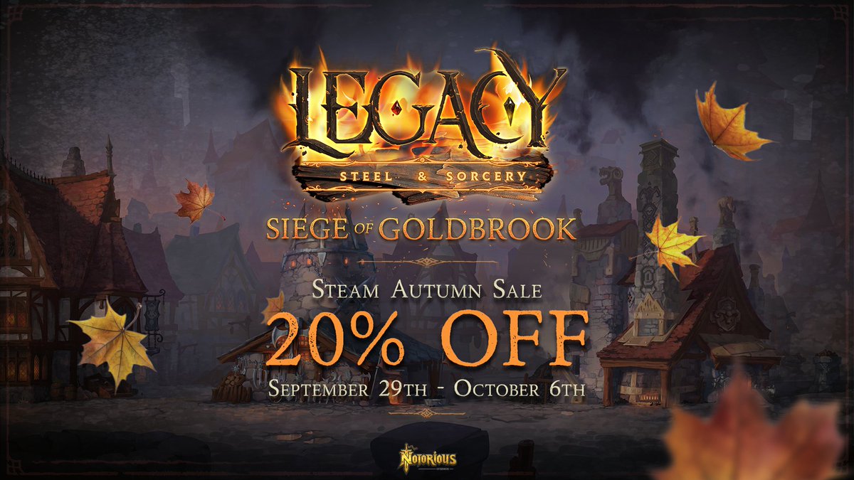 Fall into adventure! 🍁

Legacy: Steel and Sorcery is 20% off in the Steam Autumn Sale until October 6.🏹

Pick your weapon, battle fearsome foes, and build your legacy. store.steampowered.com/app/2344320/Le…