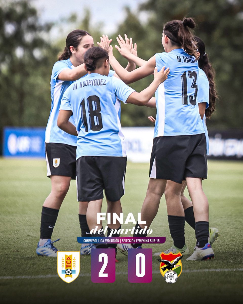 🤩 ¡𝗚𝗔𝗡𝗢́ 𝗨𝗥𝗨𝗚𝗨𝗔𝗬!

Uruguay 🇺🇾 2-0 🇧🇴 Bolivia 

⚽️ 40' Camila Rijo
⚽️ 50' Martina García 

📌  Liga Evolución sub-15 

#ElEquipoQueNosUne