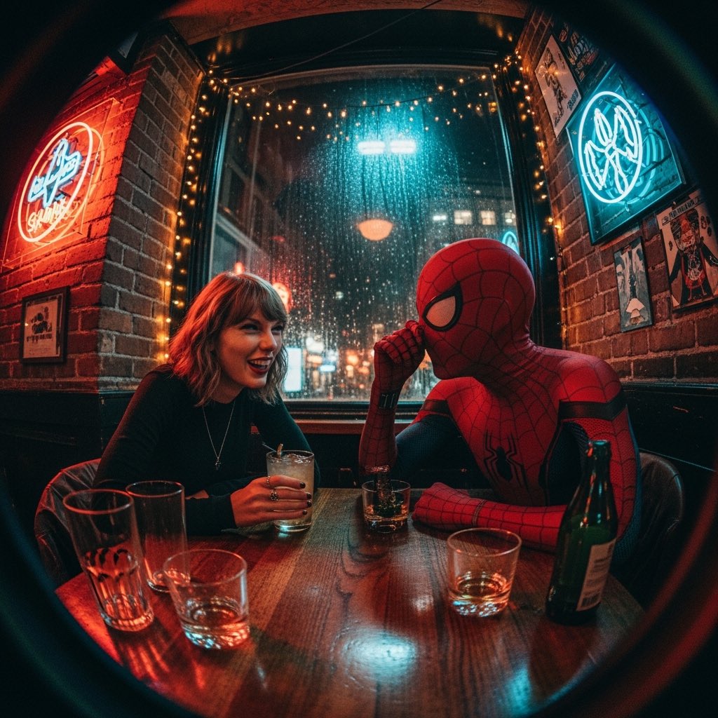 inversedpowers's tweet photo. $INFRA V4 Dapp TTI - Round 1 🎨

Camera views featuring famous figures:

> Supergirl flying over the city via GoPro

> Darth Vader delivering flowers via Ring doorbell 

> Taylor Swift hanging with Spider-Man at a NY bar caught on a fish eye lens

> Teletubbies stealing the Mona Lisa via security cam footage 

All generated within literal seconds using the @InfraX_ V4 BETA version 

#AI #AiArt #aiphotograpy