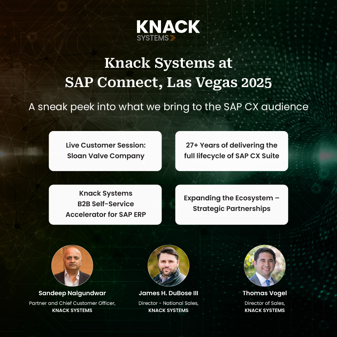 Excited for #SAPConnect2025 in Las Vegas! hubs.ly/Q03M3rjD0

💡 Don’t miss Knack Systems in action:
✨ Live session with Sloan Valve Company
✨ New SAP B2B Self-Service Portal for ERP
✨ Knack B2B Accelerator + CX ecosystem wins

 Book a meeting 👉 hubs.ly/Q03M3rxG0