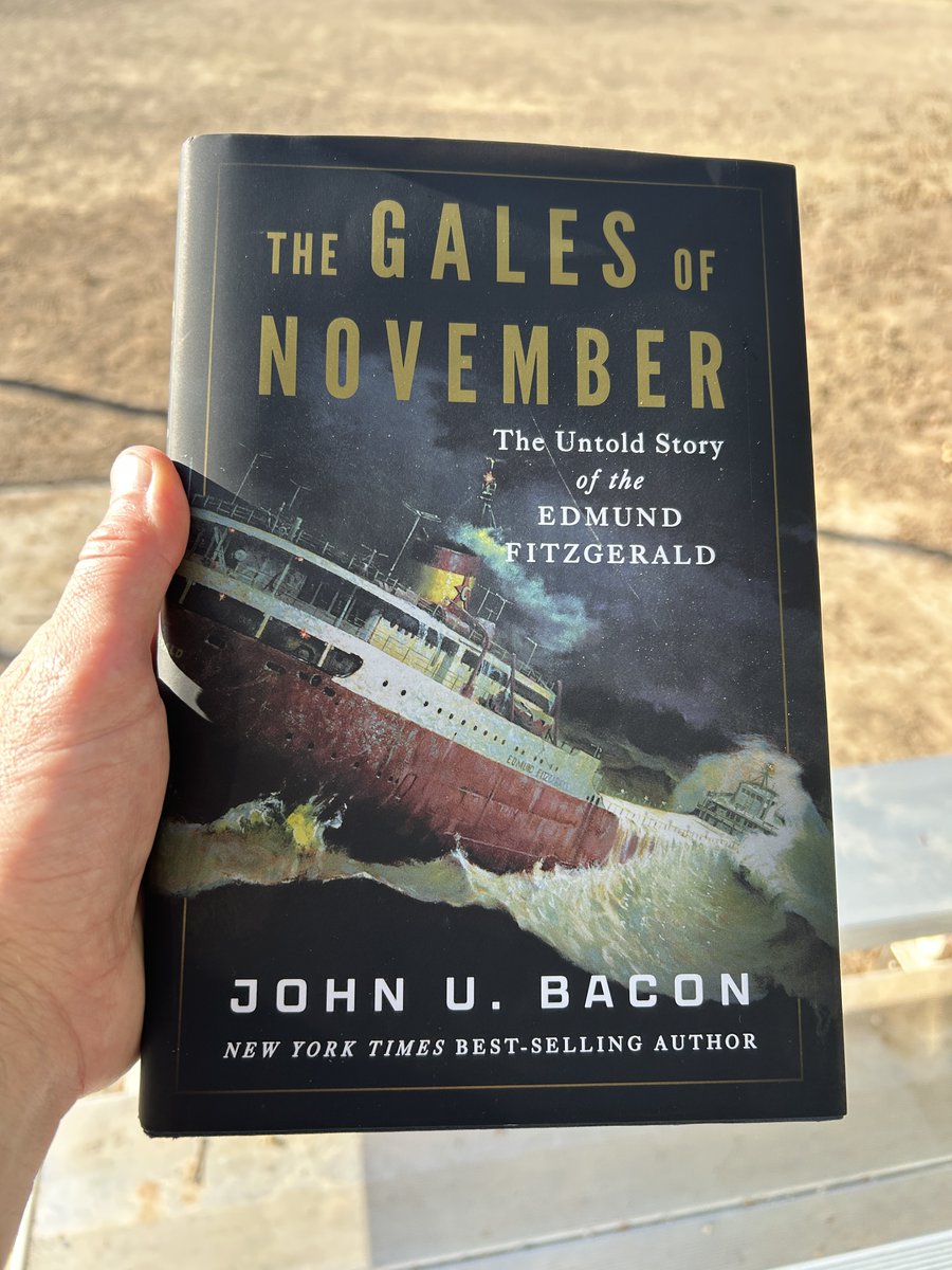 jonmorosi's tweet image. Day off in MLB, which means I have time to catch up on @Johnubacon’s latest book, “THE GALES OF NOVEMBER: The Untold Story of the Edmund Fitzgerald.”

John has written the definitive account of the Mighty Fitz. I’m learning so many details I didn’t know about the crew, voyage,…