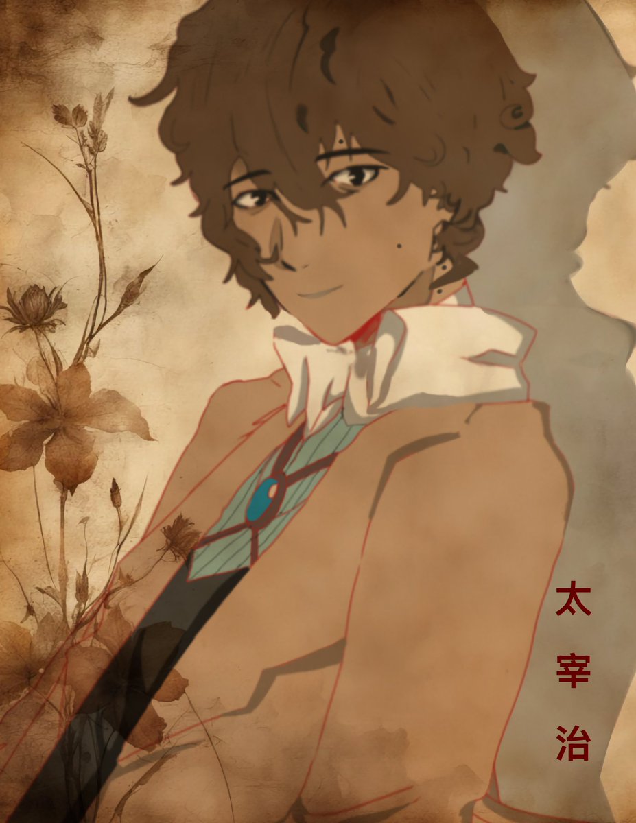 chocodarkzai's tweet photo. My edit/headcanons for Dazai:
Face- a generally darker face with philipino influences in the eyes shape and color despite being japanese. 
Added some moles over his face.
Hair- curlier and shorter on the sides (Timothée Chamalet like haircut + front bangs)
Body- didn't change https://t.co/q4rnbTEl7u