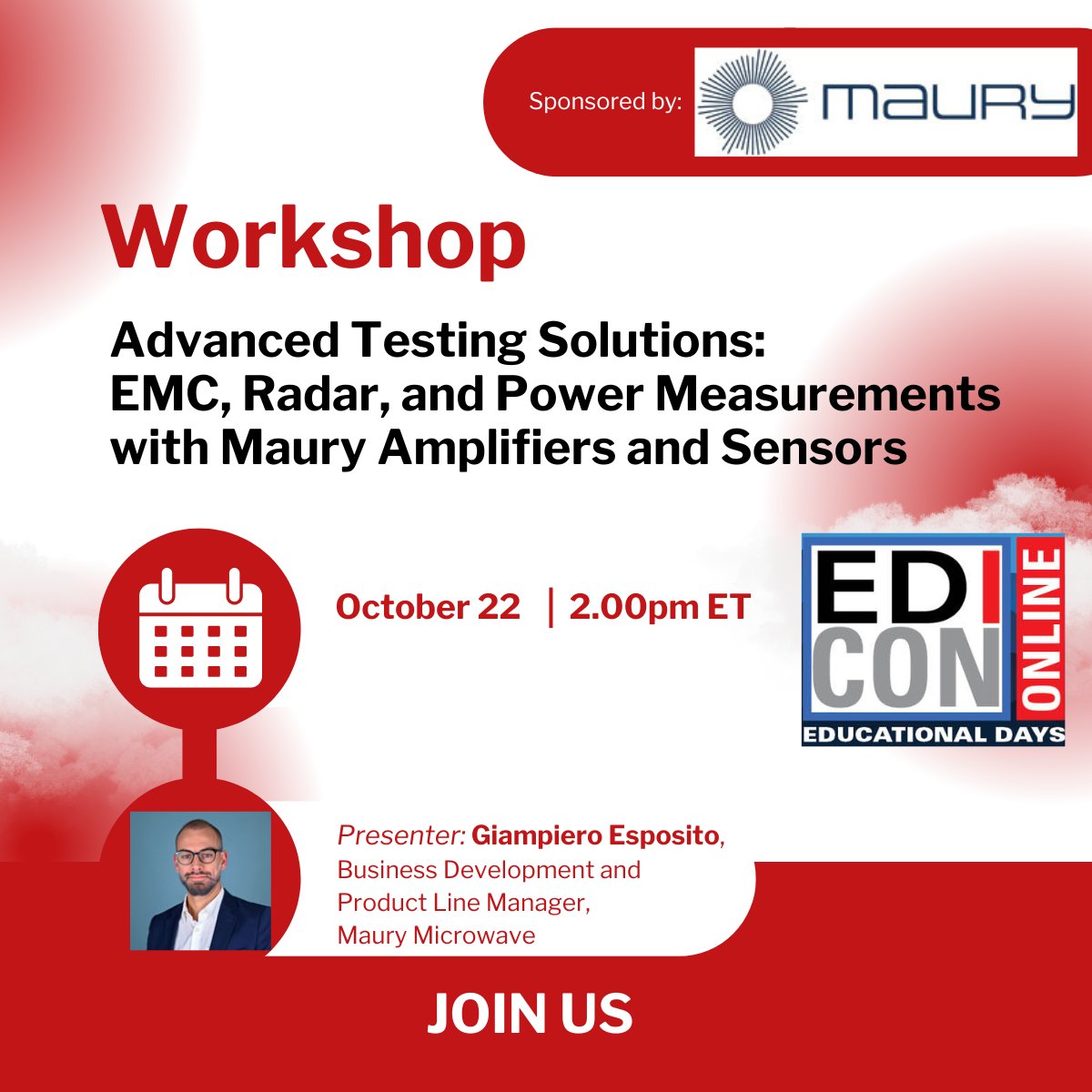 MWJpromo's tweet image. Register for @MauryMicrowave's Workshop during Oct 22 #EDICONOnline talks! Attendees will be introduced to their latest #amplifier &amp;amp; #sensor technologies designed to improve #measurement/#accuracy/#repeatability/#speed across a wide range of applications: bigmarker.com/horizon-house-…