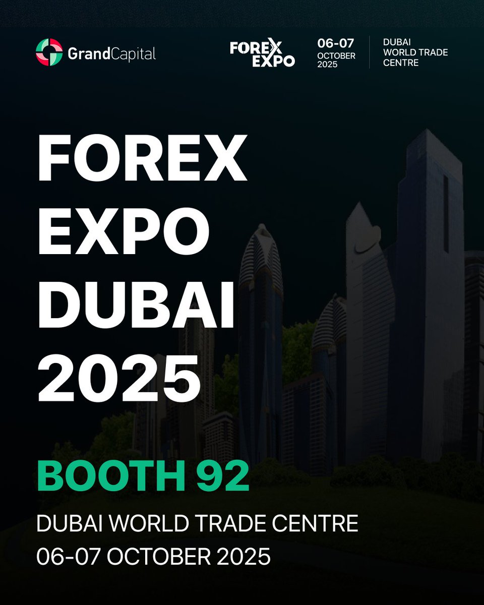 EngGrandCapital's tweet photo. 📅 Oct 6–7, Dubai hosts the Forex Traders Expo 🌍💹
We’re at Booth 92 — meet traders, explore new tech &amp; grow with Grand Capital 🚀👊 https://t.co/HCWsSL7Vvv