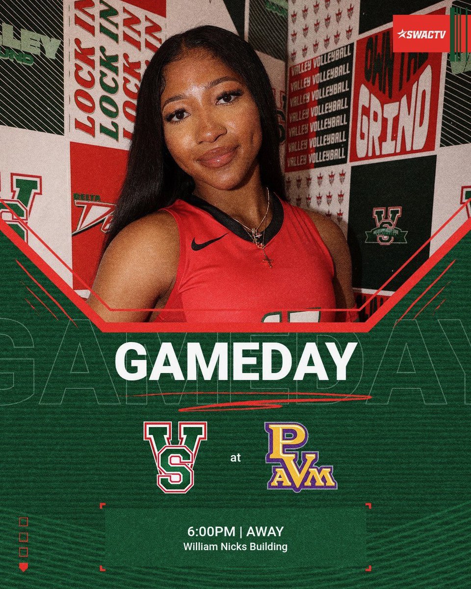🏐 Gameday 🏐

<a href="/ValleyStateVB/">Valley State Volleyball</a> (3-7, 0-2 SWAC)

at Prairie View A&amp;M (5-10, 2-0 SWAC)

⏰ 6 p.m.

📍 Prairie View, Texas (William Nicks Building)

📈 prairieviewstats.com

#ValleyInMotion