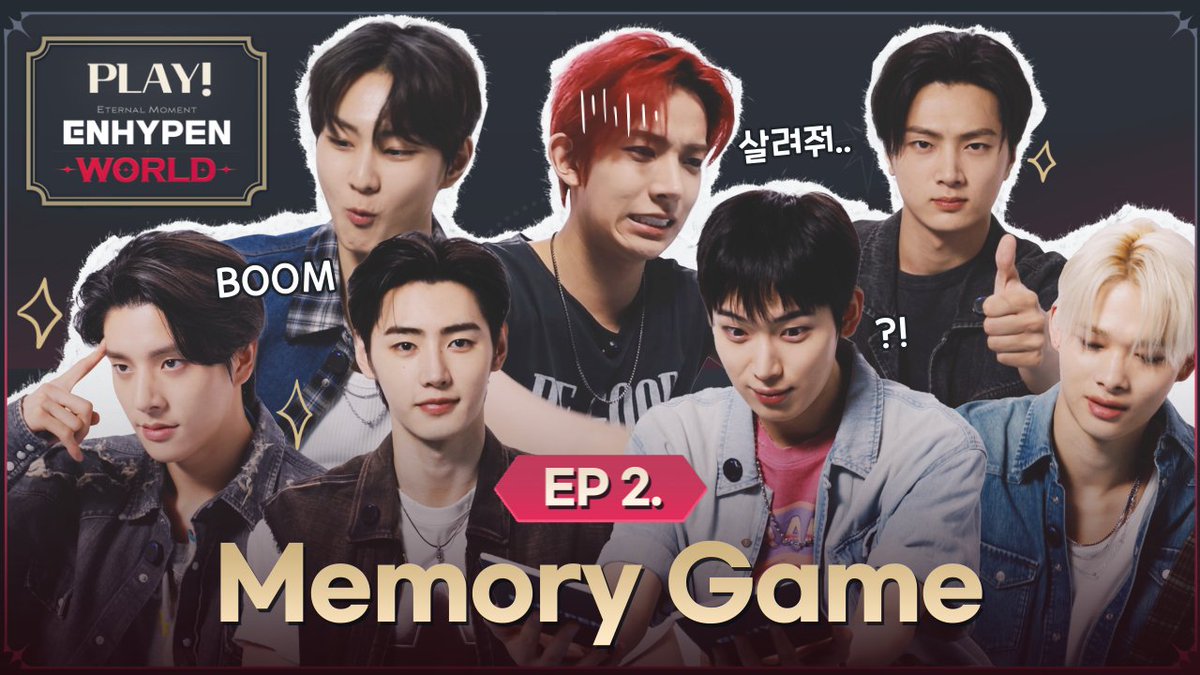 rikiehnypen's tweet photo. Episode 2 unfolds with laughter and sparks of rivalry as ENHYPEN crosses paths with VAMKIDZ. A simple memory game turns into a stage of wit and warmth, where playful echoes of “we look alike, don’t we?” linger. In the end, victory is just a crown, but the joy is the true prize. https://t.co/yQjOs8BKyL