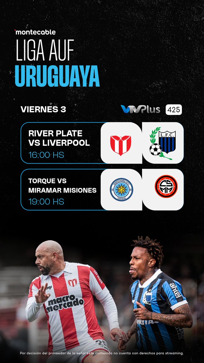 montecableuy's tweet image. ¡Hoy hay fútbol! ⚽️

La fecha 10 del Torneo Clausura comienza a las 16.00 hs en el Saroldi y a las 19.00 hs sigue con Torque vs Miramar en el Viera. 

Mirá todo por Montecable y MCGoLive