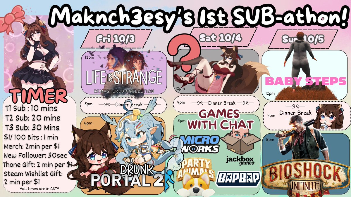 🚨 The uncapped SUBathon is still going! 🚨 

We currently have ~69 hours on the timer! 👀

Sub Goals Below!🧵