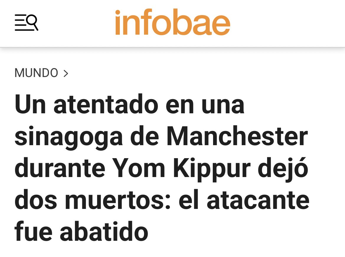 En relación al atentado terrorista antisemita cerca de una sinagoga en Manchester (UK) durante el día más sagrado para los judíos, Yom Kipur, el Ministro <a href="/gidonsaar/">Gideon Sa'ar | גדעון סער</a> declaró:  
“Estoy consternado por el ataque asesino ocurrido cerca de la sinagoga de Heaton Park en Manchester en