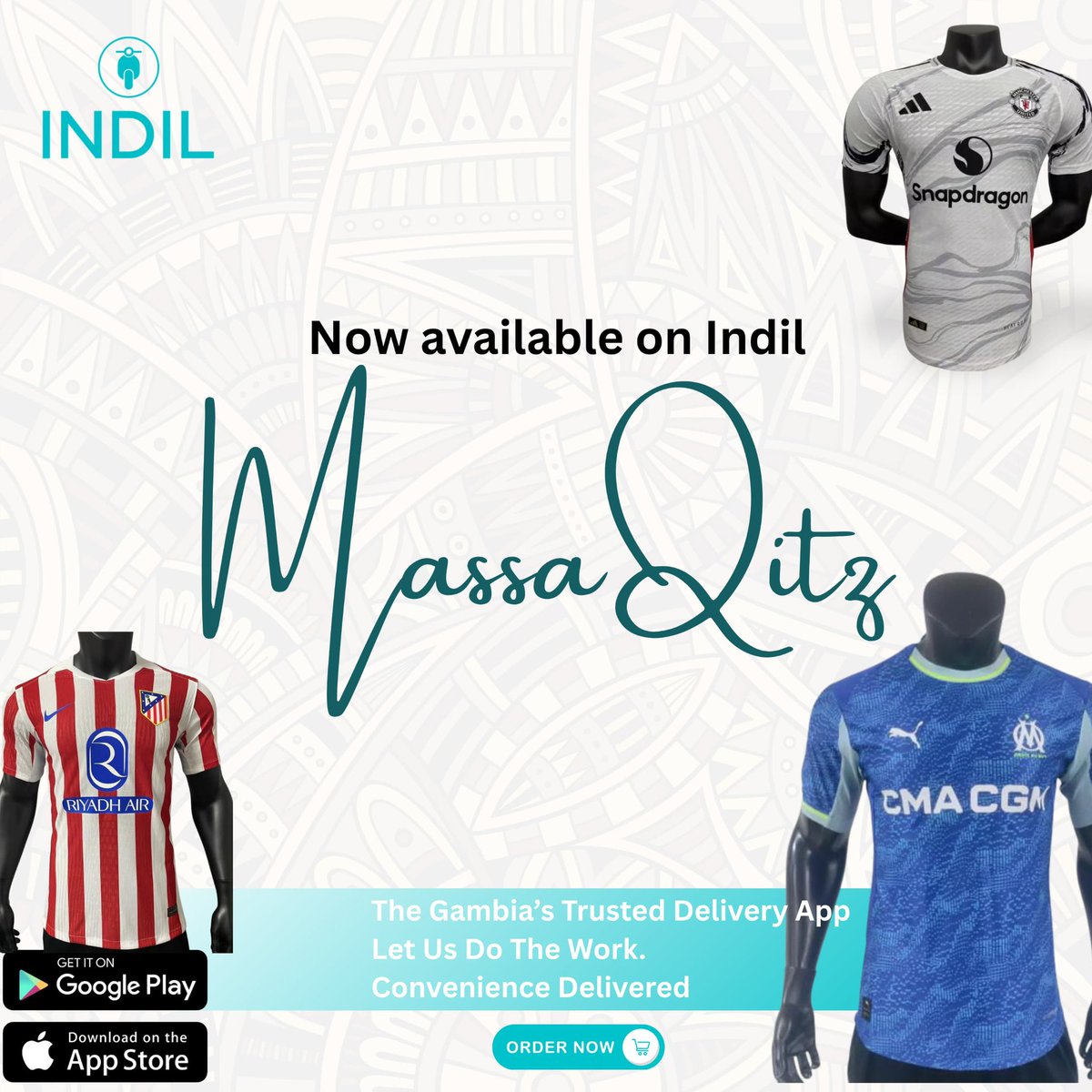 🚨 Partnership Drop!🚨
Indil x MassaQitz = Football kits + Fast delivery = *lGame changer*. 🤌🏾🔥
Order now and rep your team in style! 👕🔥
