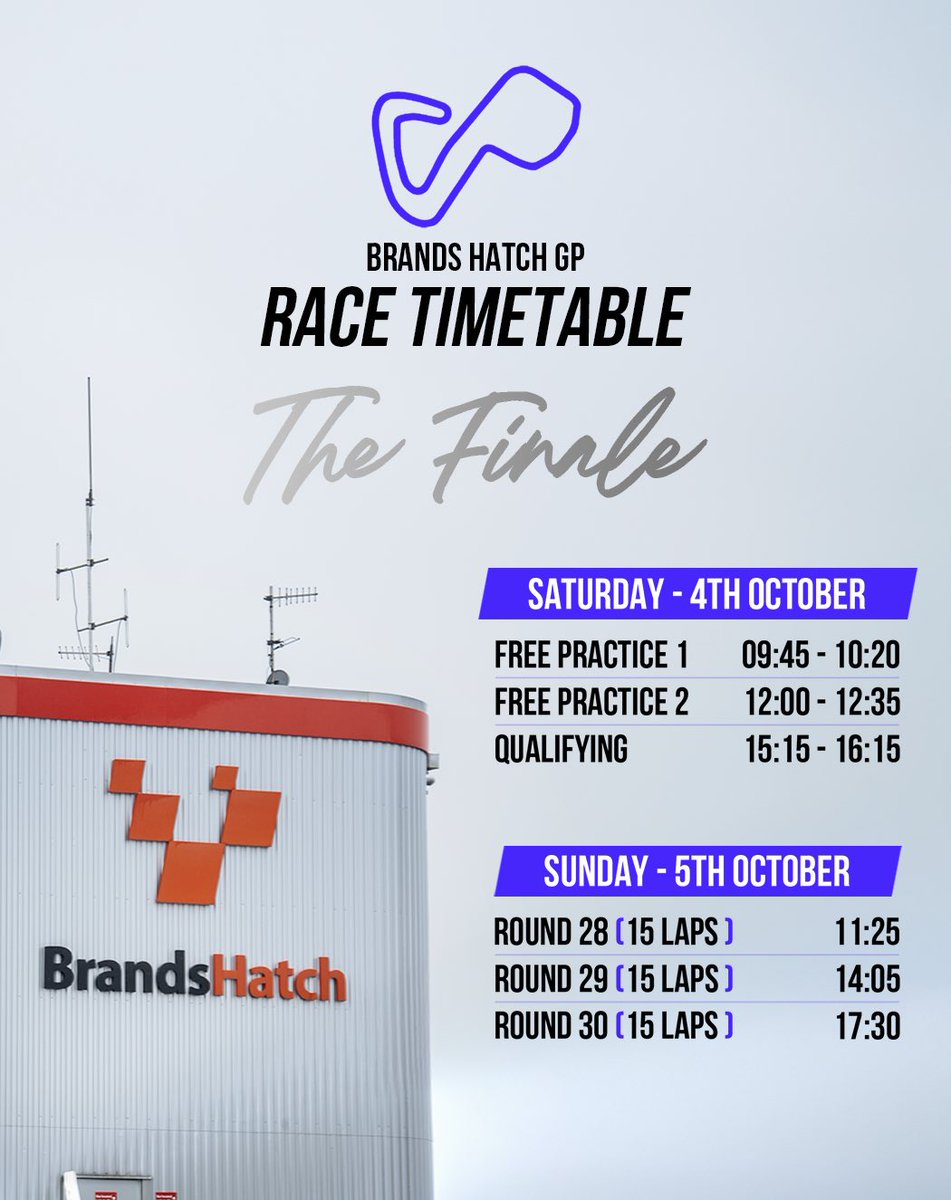 MikeyDoble's tweet image. And for the last time in 2025, here is our weekend timetable! 🕙

#88ARMY #BTCC #PMR #Motorsport #Racing #BrandsHatch