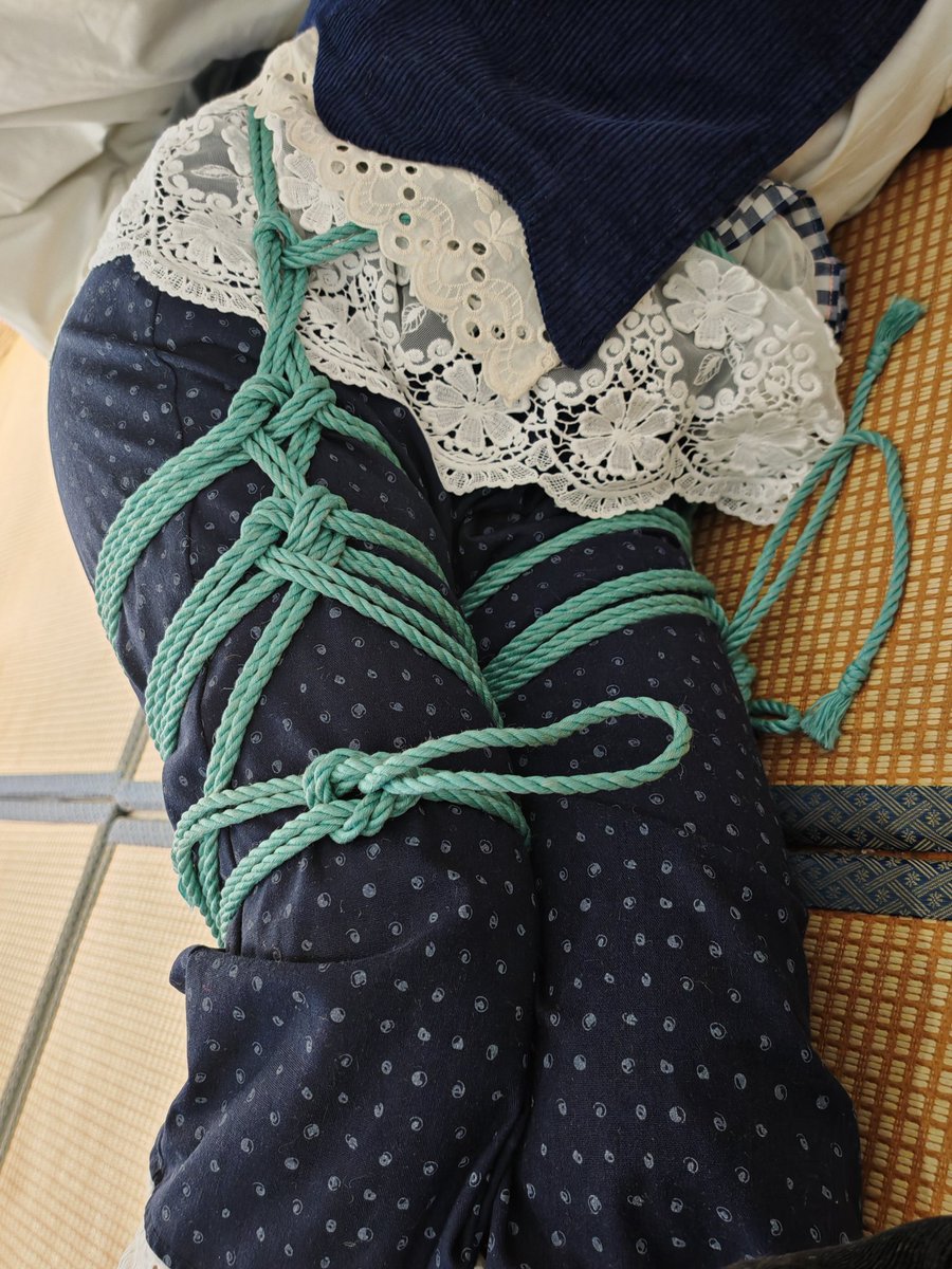 上个月委托香菜姐订购的绳到了，终于有了自己的一套绳。
而且绳社那边居然还有麦当劳的小狗和项圈，之前想要，但是没抢到。
今天试了两个新绑法，第二个把kiko整睡着了，下次我注意（新学的，绑的不好，见谅）。