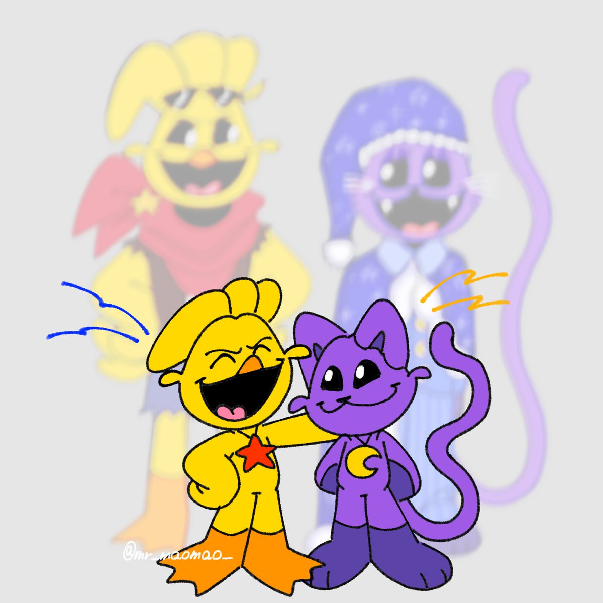 mr_maomao_'s tweet image. Kickin and Catnap again because they&apos;re so tuff

(If you&apos;re wondering the second picture is them but older!!)

#PoppyPlaytime #SmilingsCritters #catnap #kickinchickin #myart