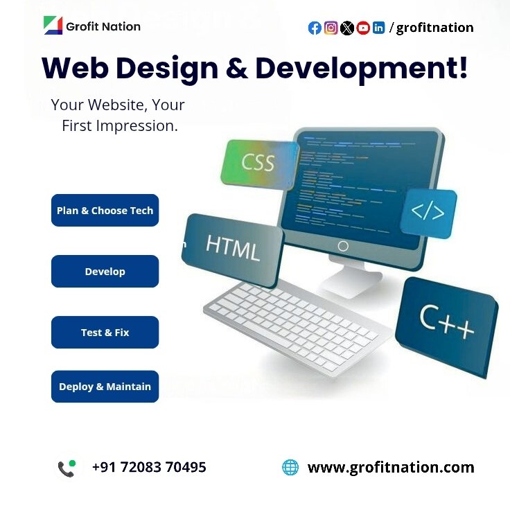 grofitnation's tweet photo. Your Website, Your First Impression!

Custom Web Design &amp; Development

✅ HTML | CSS | C++ 
✅ Plan to Deploy - We Handle It 
       All

Get Extraordinary Results! 💻

📞 +91 72083 70495
🌐 https://t.co/HjTMrXLXuu

#WebDesign #WebDevelopment #CustomCoding #GrofitNation https://t.co/3h8WAGvl2r
