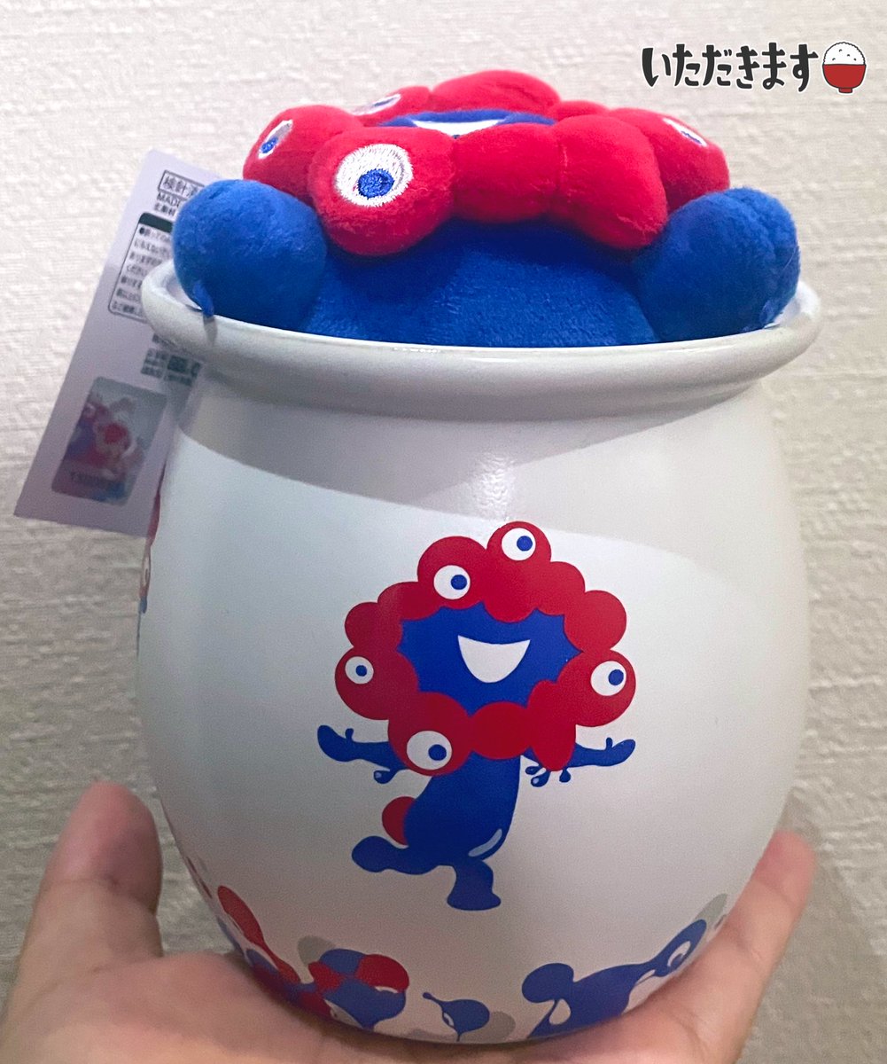 ミャクミャクのひっぱりだこ飯の壺にめっちゃピッタリぬいぐるみ入る