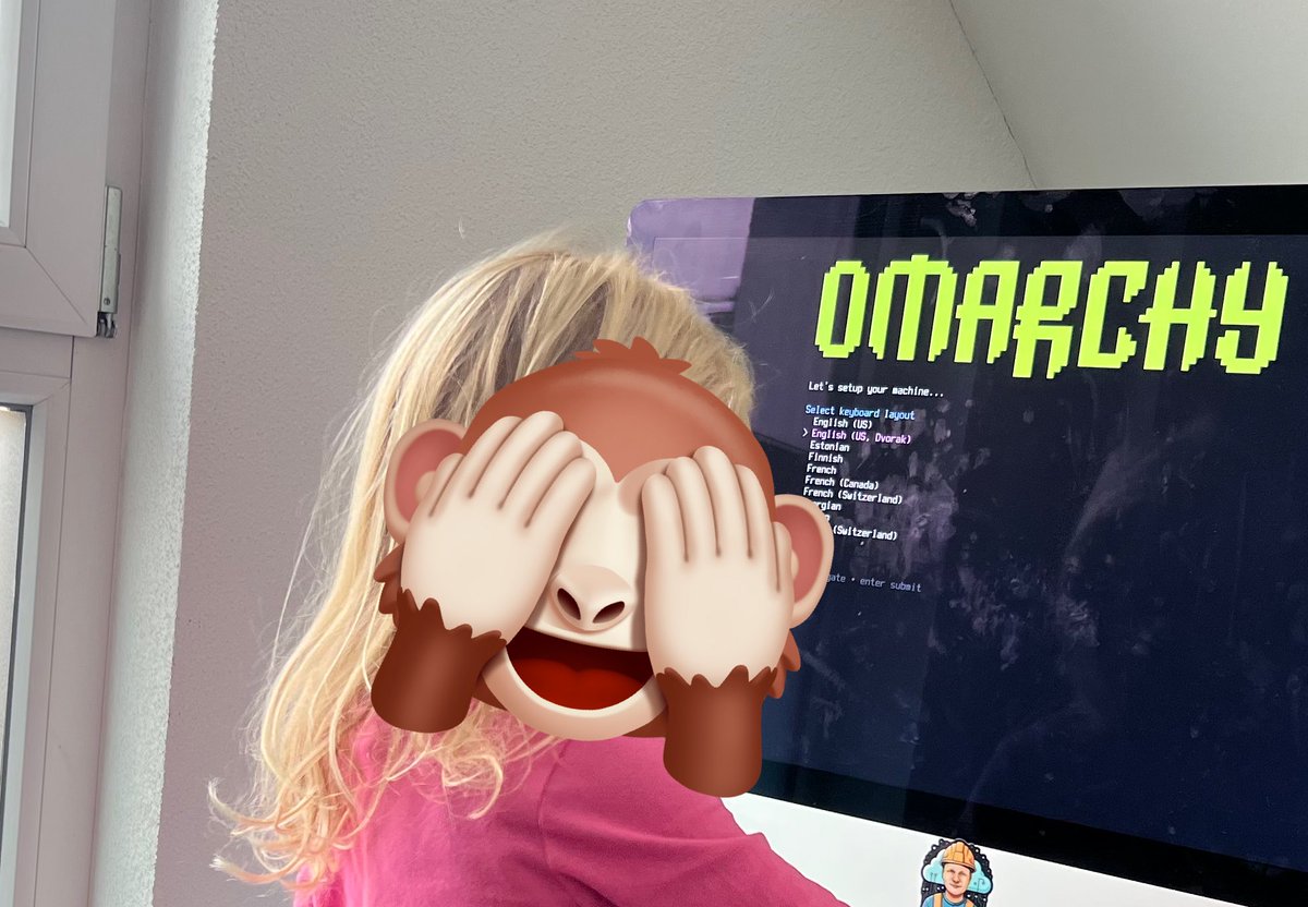 ebbo's tweet image. I think a 4 year old, putting some new life into an old iMac is a new record for #Omarchy @OmarchyLinux @dhh
