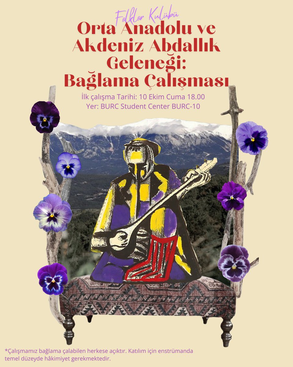bufkboun's tweet photo. Boğaziçi Üniversitesi Folklor Kulübü olarak Orta Anadolu ve Akdeniz Abdallık Geleneği Bağlama Çalışmalarımız başlıyor! İlk çalışmamız 10 Ekim Cuma günü saat 18.00’de BURC Student Center BURC-10 odasında olacaktır. 🪕

*Katılım için temel düzeyde bağlama hakimiyeti gerekmektedir. https://t.co/JlRTAOSCae