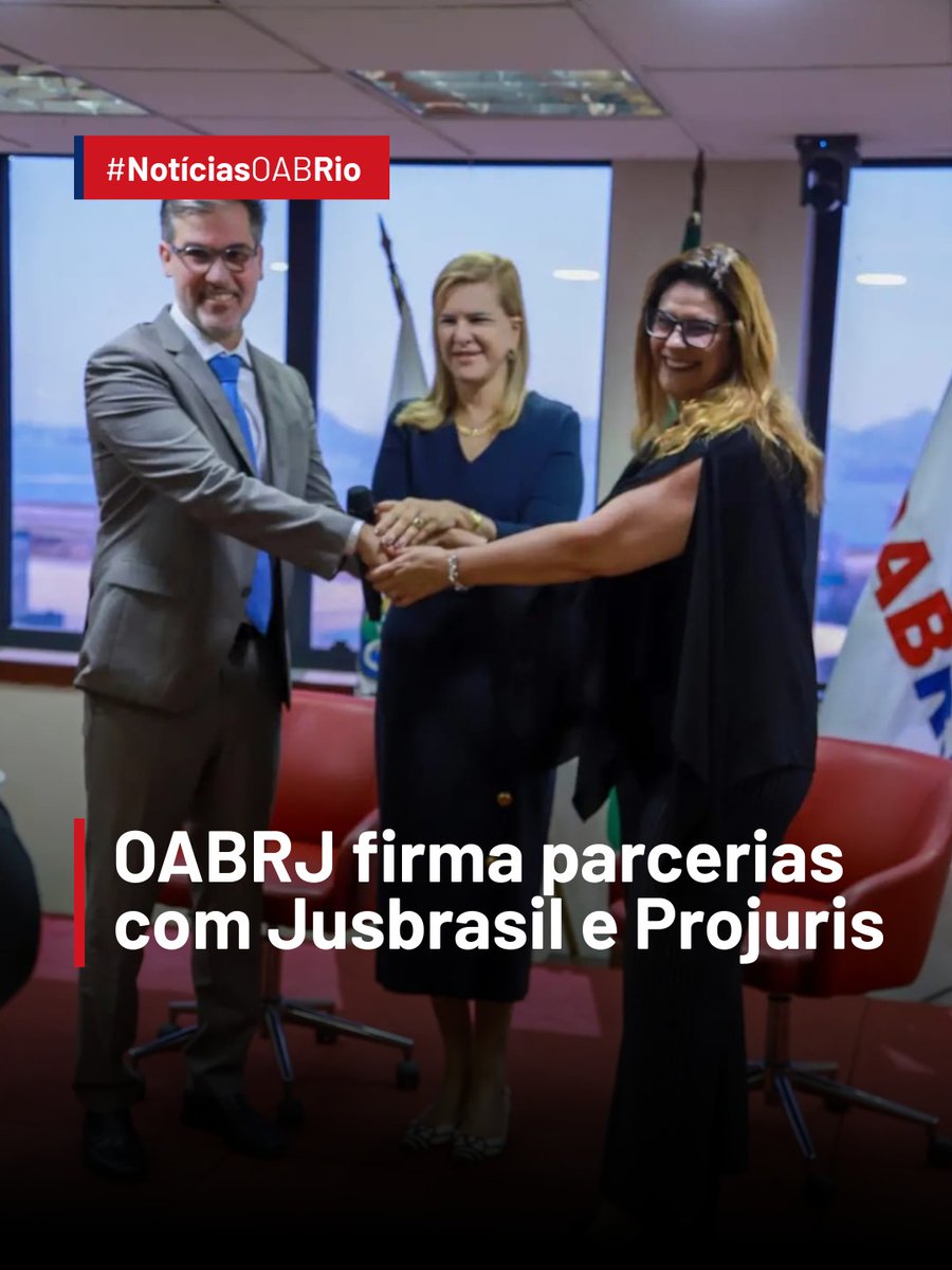 🤝 OABRJ firma convênio com Projudi e o Jusbrasil! Essas parcerias nascem com o objetivo de integrar soluções tecnológicas ao cotidiano dos profissionais do Direito, para promover mais eficiência, agilidade e acesso inteligente a serviços jurídicos. 
oabrj.org.br/noticias/oabrj…